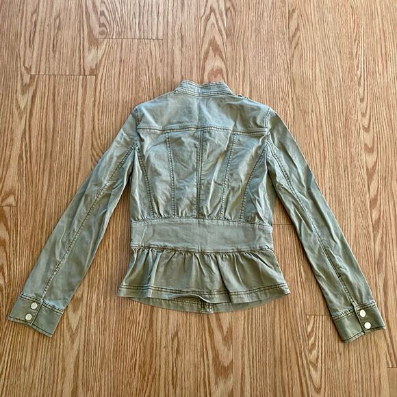 White House Black Market Olive Green Cotton Military Jacket Womens 0 - Picture 5 of 14
